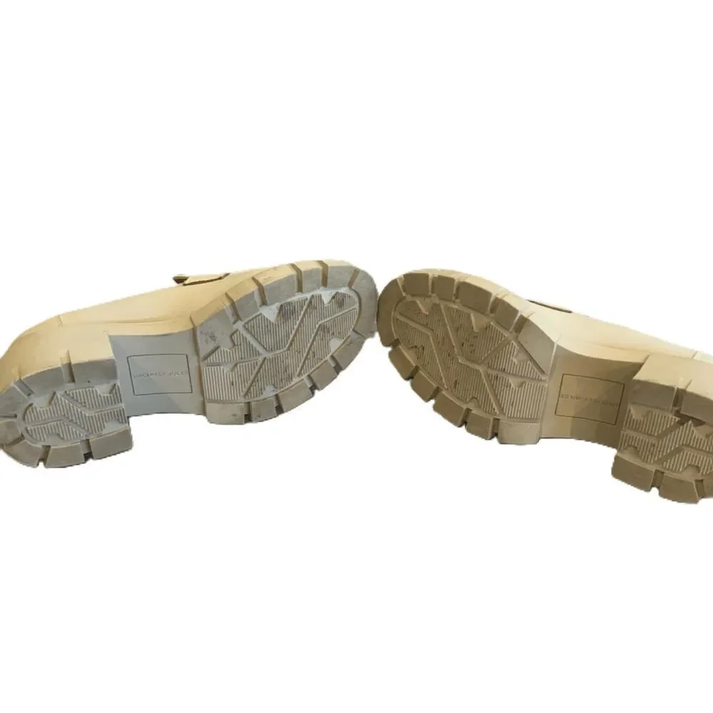 Sincerely‎ Jules Beige Chunky Heel Faux Leather Loafers Womens Shoes Size 8